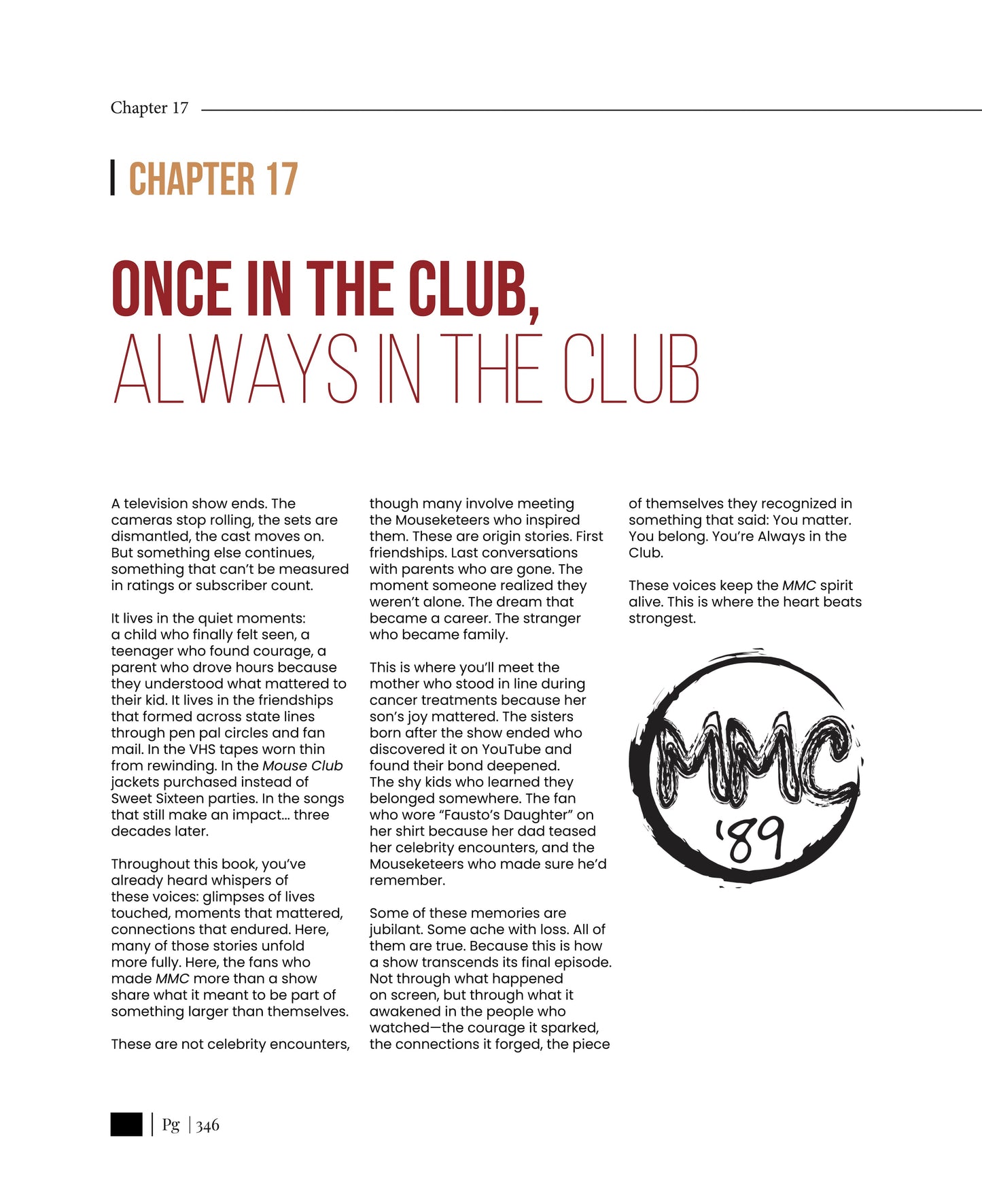 FAN MEMORIES (ALWAYS IN THE CLUB: TRUE STORY OF MMC)