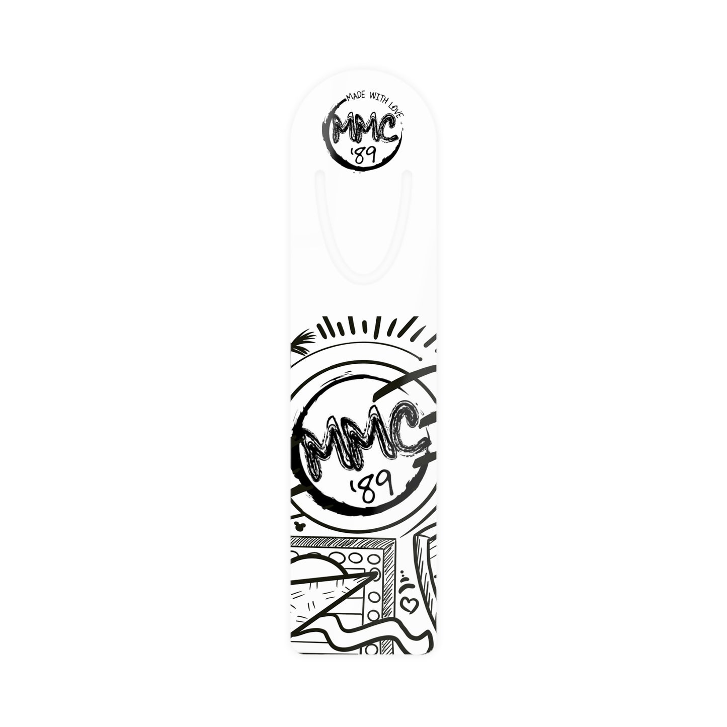 Monochrome Doodle Bookmark - MMC'89 Graphic Metal Page Marker