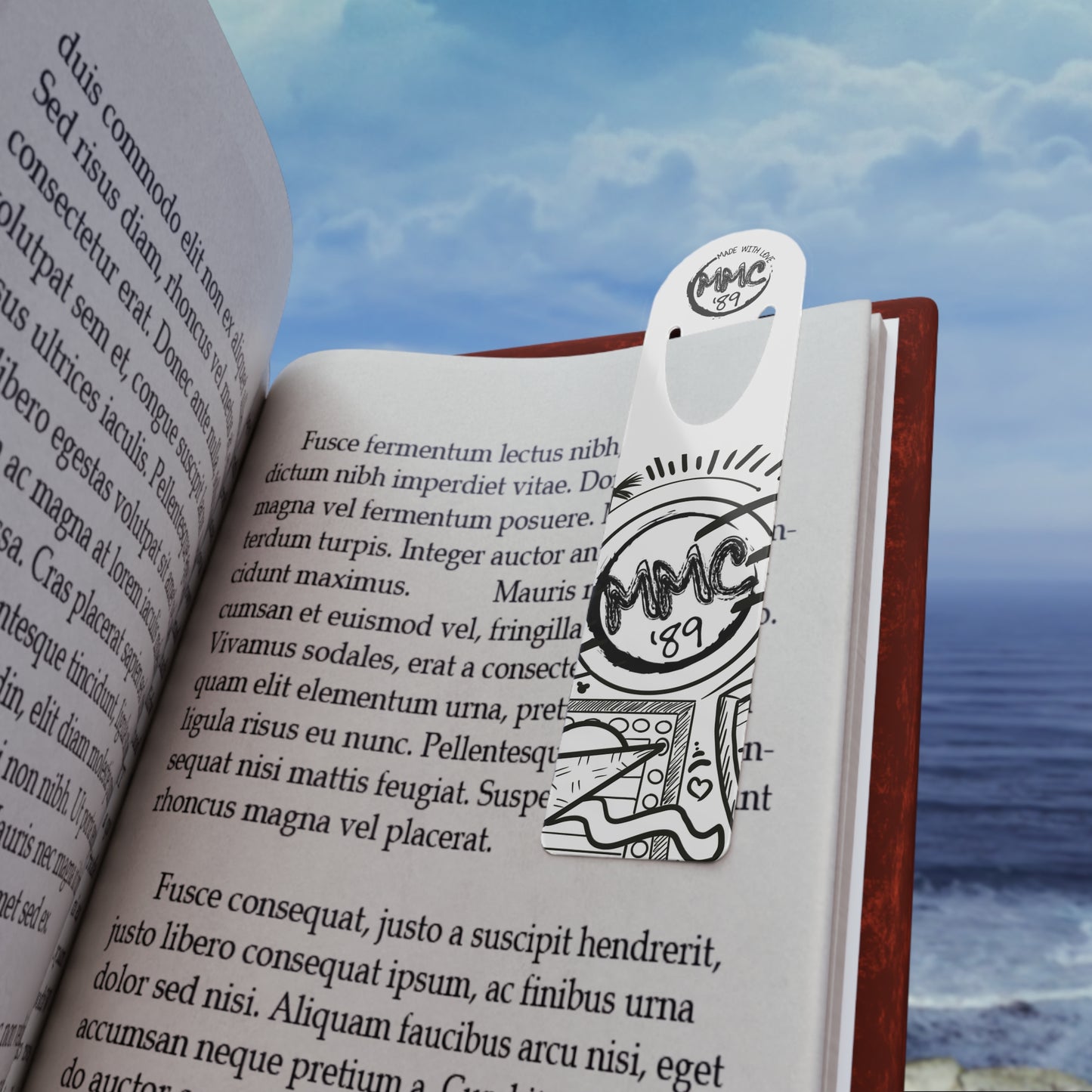 Monochrome Doodle Bookmark - MMC'89 Graphic Metal Page Marker